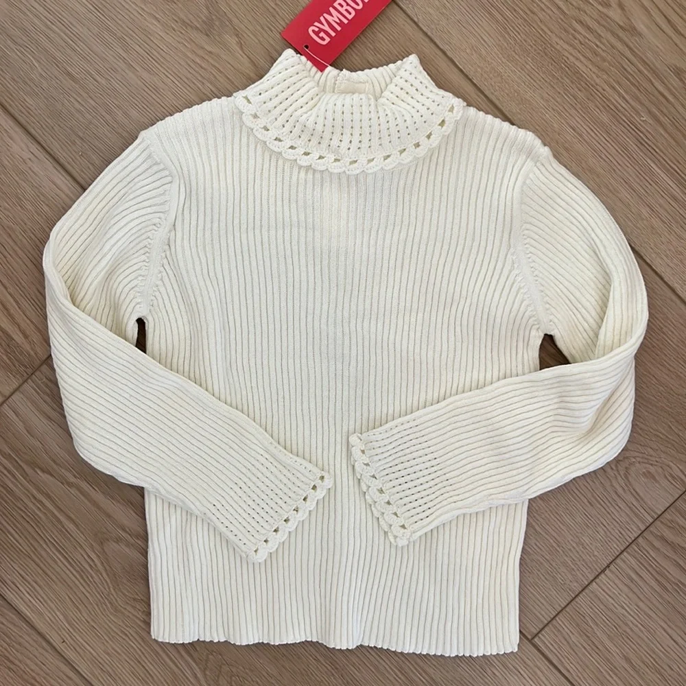 Gymboree (NWT) beautiful cotton cream ribbed knit turtleneck sweater